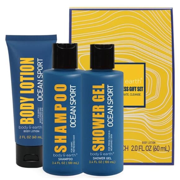 Bath and Body Gift Set for Men Body Wash Set with Fresh Ocean Scent Shower Gel